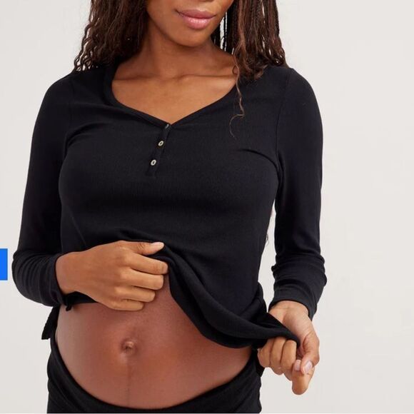 HATCH The Softest Rib Nursing Henley Black Size 1 NWT in packaging - Picture 3 of 6